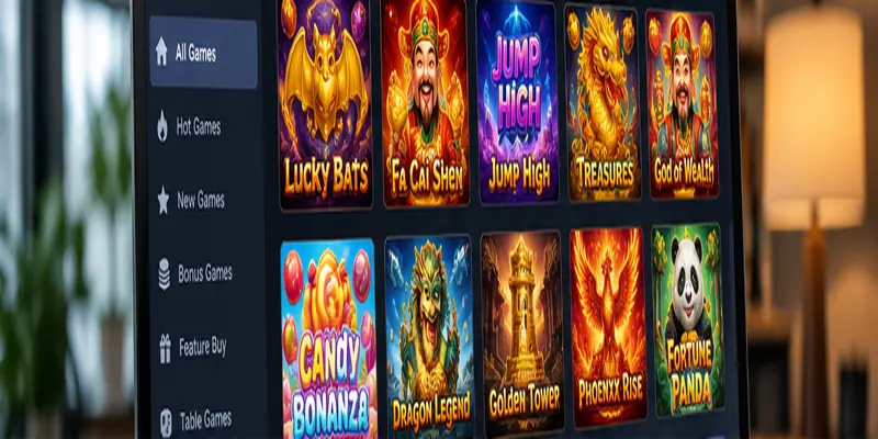 A realistic gaming setup showing an online slot game on a laptop.